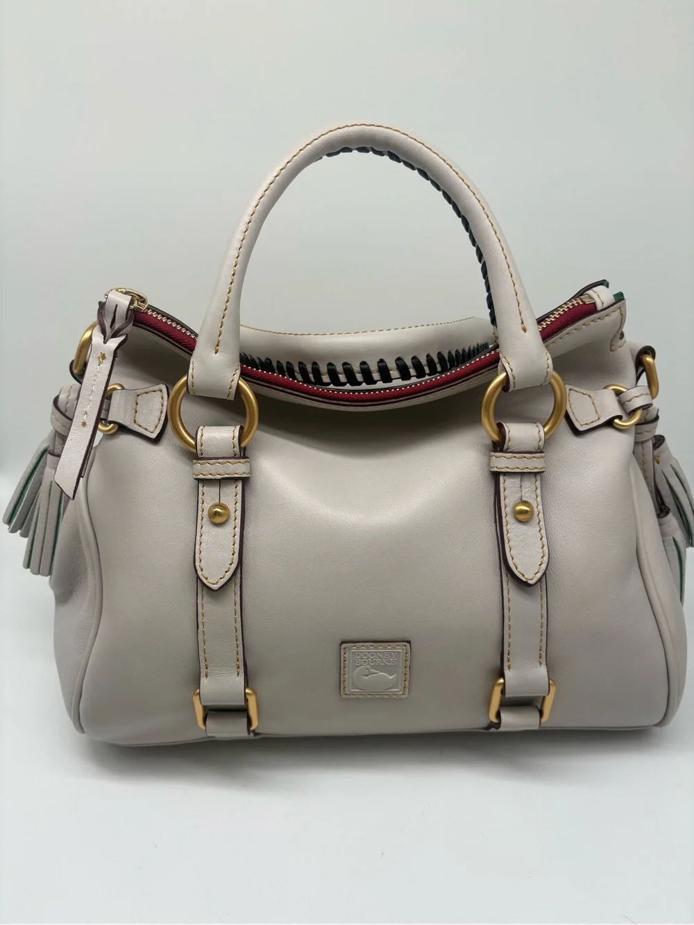 Dooney & Bourke Florentine Ecru Leather Satchel New